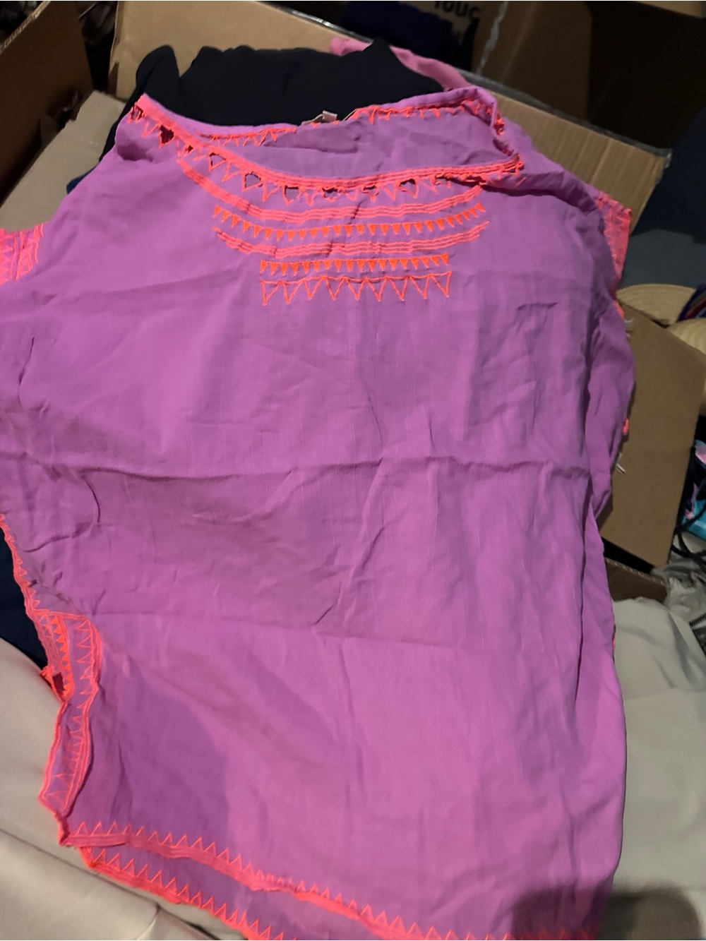Women's Pink Embroidered Swim Coverup Tunic
